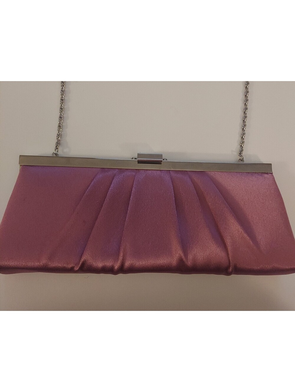Jessica McClintock Lavender Satin Gun Metal Clasp Frame Evening Purse
